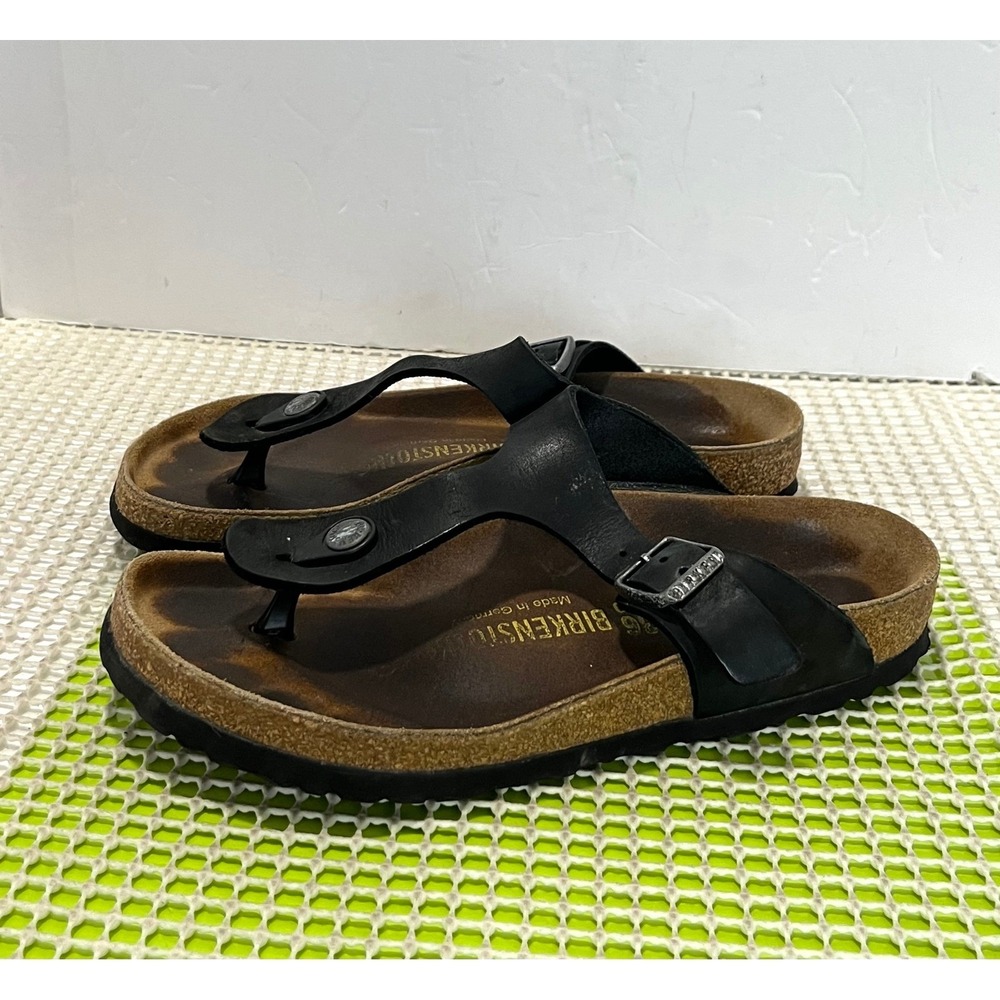 Birkenstock Gizeh Birko-Flor Thong‎ Sandals Womens 36 L5 Black foot stained